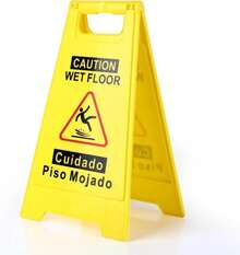 WOUSEDO 1-Pack Caution Wet Floor Sign,17.5" Height,Bright Yellow Double-Sided Folding A-Shaped Frame Design, Bilingual Caution Message - ColorA - View 1