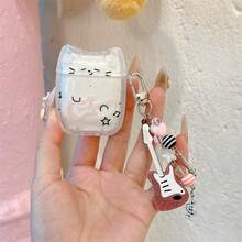 1 set Étui de casque d'écoute à oreilles de chat mignon et doux avec motif de guitare et musique, compatible avec Apple 1/2/Pro 2, Housse de protection pour oreilles de chat, Accessoire de pendentif DIY - Multicolore - Voir 9
