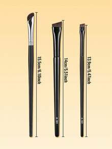 SEPROFE 3pcs Ultra Fine Eyeliner Brushes, Angled, Flat, Curved To Fit Eye Corner & Tail, Delicate Natural Look, High-Quality Wooden Handle, Ultra-Fine Fiber For Smooth, Uniform Eyeliner Application - Black - View 7