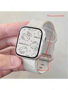 SANRIO 这款三丽鸥智能手表表带适用于38/40/41mm尺寸，刻有卡通Hello Kitty猫咪图案，硅胶材质，可替换表带，2条装。表带孔型以实物为准，为圆形孔。 - 多色 - 查看 8