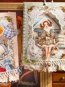 30 Sheets/Bag, Gorgeous Vintage-Style PET Stickers Featuring Sweet-Style Characters In Dresses. Perfect For A Variety Of Uses, Including DIY Crafts, Scrapbooking, Journals, DIY Gift Cards, And Other Handmade Projects. Scrapbook Supplies - Sticker - View 3