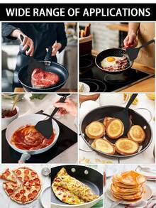 2/1Pack Silicone Spatula Turner, Heat Resistant Non-Stick Kitchen Cooking Utensils For Eggs, Pancakes, Burgers, Red & Black - Multicolor - View 9