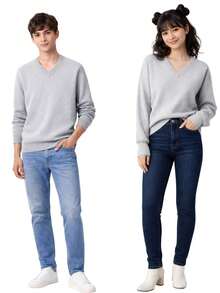 Unisex Youth Knit Sweater, Casual, Comfortable, Stylish Basic Fashion, Boys And Girls, Versatile Everyday Look, Autumn/Winter Fashion, Premium Comfort, Perfect Fit, Teen Clothing, Blogger Style, Streetwear - 淺灰色 - 查看 5