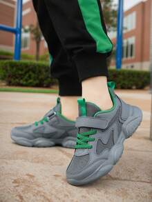 Children's Sports Shoes/Boys' White Mesh Shoes/Girls' Breathable Mesh White Shoes/Elementary School Students' Solid Color Running Shoes - Grey - View 3