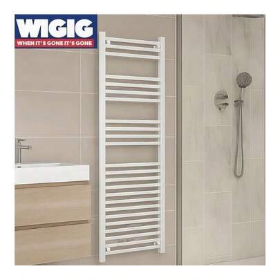 1800mm X 500mm White Flat Straight Heated Towel Rail Radiator Bathroom Vertical