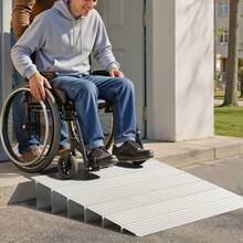 Door Threshold Ramp, 6 Inch Rise, Aluminum Alloy Threshold Ramp Rated 800 Lbs Load Capacity, Handicap Ramps For Home Steps For Wheelchair, Scooters, Power Chairs, Walkers, Bicycle, Tricycle - 6 Feet 800 Lbs - View 1
