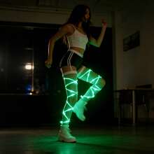 2 PCS Sparkling LED Light Up Leg Wraps For Women, Twinkling Luminous Garter Set Professional Performance Props, Flashing Neon Leggings For 2026 Spring Music Festival & Easter Party Accessories - LED Leg Wraps - View 5