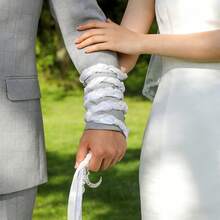 Wedding Lasso Rope, Handfasting Cord With Moon Pendants Hanging Decor Party Favor - White - View 1