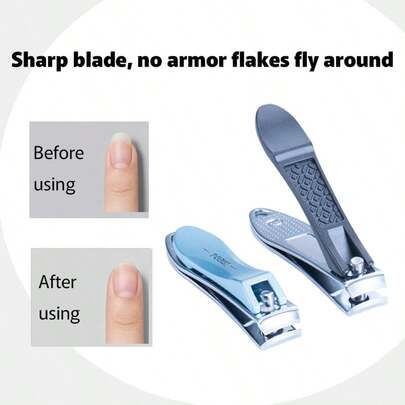 1pc Large Flat Nail Clipper, Anti-Nail Debris, Portable Manicure Tool For Men & Women