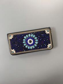 Bestselling Bohemian Style Money Tree, Eye, Peacock, Leaf Pattern Large Single Pull Handbag, Clutch Bag, Large Capacity Multi-Function With Card Slots, Bill Compartment And Coin Pocket, Creative Gift Ideal For Yourself And Friends - Multicolor - View 16