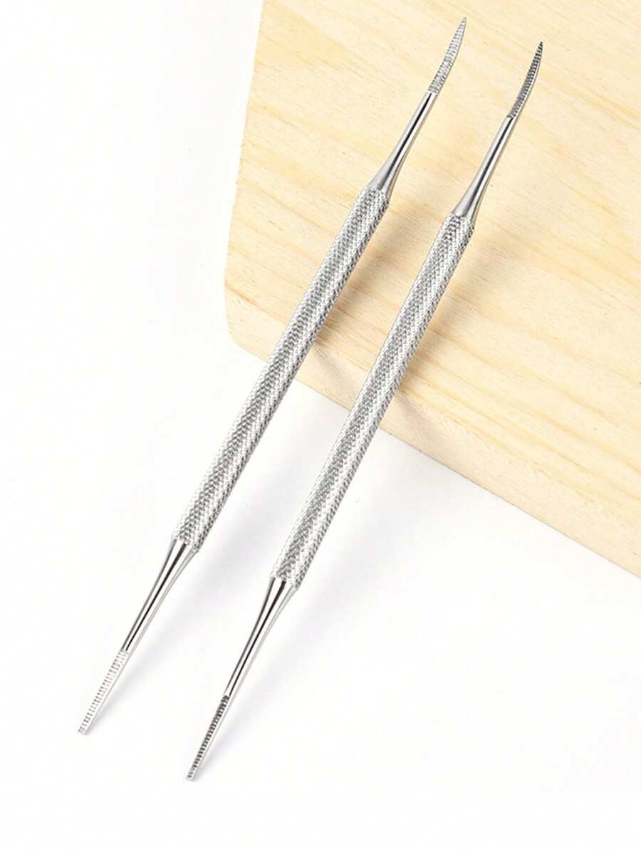 2件套不锈钢修甲修脚工具套装 - 双头角质推、足锉、双面指甲锉、指甲清洁器、双刃指甲钳，用于清洁和去除老茧、嵌甲和角质层 - 2件套裝 - 查看 1