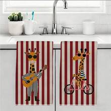 2 chiếc khăn lau bếp họa tiết hươu cao cổ ngộ nghĩnh, thiết kế sọc vàng trắng cổ điển, khăn lau bát đĩa, khăn lau nhà, khăn tay, khăn lau bếp và nướng bánh, đồ trang trí nhà bếp, quà tặng tân gia và sinh nhật, khăn lau nhà tắm, khăn trang trí. - Nhiều màu - Xem 11