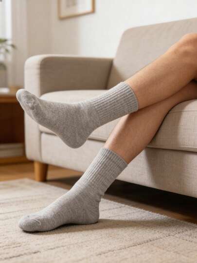 5/10 Pairs Men's Summer Thin Gray Vertical Stripe Casual Versatile Business Mid-Calf Socks