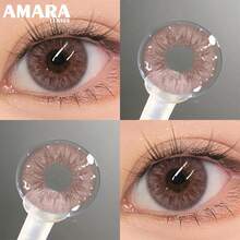 Kính áp tròng AMARA 1 cặp, phù hợp cho mắt, loại dùng một lần, tròng kính màu nâu tự nhiên, xám, hồng, tím, xanh dương, mềm mại - SEATTLE-PINKCHOC - Xem 5