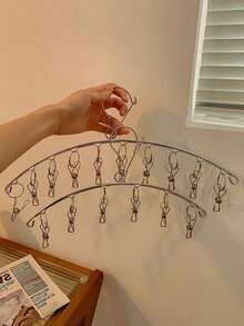 1 Juego de Percha Multiusos Antiviento de Acero Inoxidable para Secar Ropa Interior y Calcetines - Plateado - Ver 6