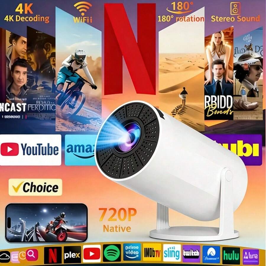 XBJ New Handheld Mini Projector With Updated Bluetooth 5.4 And WiFi 6, Featuring Automatic Keystone Correction And Manual Focus. Easy To Use As A Projector And For Outdoor Home Theater! Supports 4K Mini Projection. Ideal For The Garden, Parties, And Office. Perfect Gift For Halloween, Christmas, Valentine's Day, And Back To School. (Free Remote Control Included) - Phích cắm loại C của EU (220-240V) - Xem 1