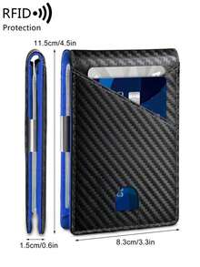 MIYIN Men's Anti-Theft Slim Wallet & Card Holder - With Clip Fashion Thin Multifunction Credit Card Holder Men Front Pocket Wallet Carbon Fiber Blocking Bifold Wallets Minimalist Casual Gifts For Boyfriend /Father/Husband Birthday Gifts Anniversary (Carbon Fiber Blue) Robber For Men Wallet Purse Wallet Small Wallet Men Wallet Leather Rfid Wallet - Blue - View 10