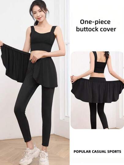 Women's One-Piece Modesty Skirt Overlay - Anti-Wardrobe Malfunction Buttock Cover For Yoga & Workout