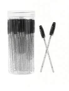 100pcs Disposable Black Eyelash Brushes, Crystal Eyebrow Curler Brushes, Black Eyelash Mascara Brushes - Multicolor - View 1