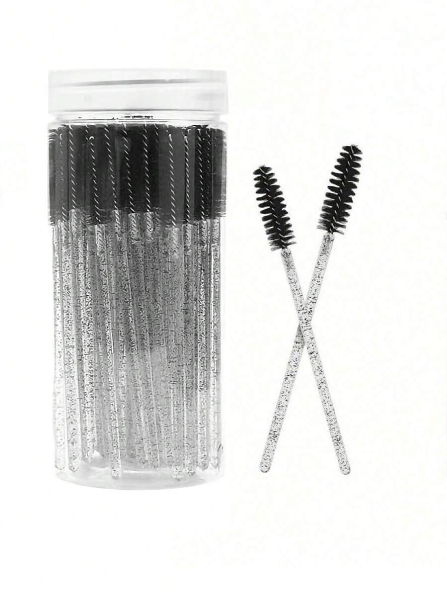 100pcs Disposable Black Eyelash Brushes, Crystal Eyebrow Curler Brushes, Black Eyelash Mascara Brushes - Multicolor - View 1