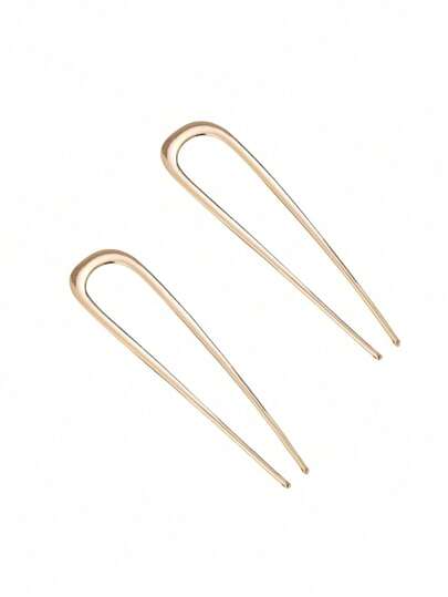 Bộ 4/3/2/1 chiếc kẹp tóc kim loại hình chữ U lớn, sang trọng màu vàng - Lý tưởng cho tóc dày và dài, kẹp tóc kiểu Pháp dành cho phụ nữ.