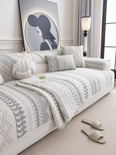 1PC Bohemian Style Pet Anti-Dirty Non-Slip Sofa Cushion, All-Season Machine Washable Sofa Cover, Suitable For Sofa Decoration Cushion Protective Cover Multi-Purpose