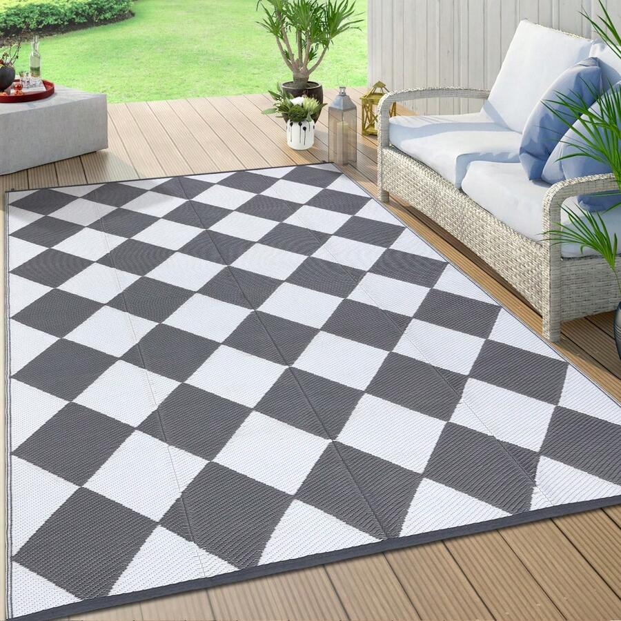 Huisuilinss Outdoor Rug,Camping Rug,Reversible Plastic Straw Rug,Large Outdoor Area Rug,Waterproof Mat,Lightweight Foldable Carpet,Easy Clean For Patio Porch Backyard RV Beach Balcony Deck - 9*18ft - View 1