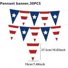 10/20/30 piezas Cintas decorativas con bandera estadounidense, banderas triangulares de papel estadounidenses, decoraciones patrióticas para fiestas del Día de la Independencia/4 de julio - Ver 9