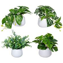 4pcs Artificial Green Plants, Diverse Leaf Shapes. Suitable For Daily Home Decor, Can Be Placed On Windowsills, Desktops, Adding Natural Vitality To Living Rooms, Studies, Etc. No Maintenance Required, Retaining Elegant Aesthetics, Practical Items To Enhance Home Ambiance, Keeping Spaces Fresh And Green. - Green - View 9
