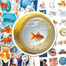 50pcs Gold Fish Stickers, Ins Style Stickers, Dopamine Inspired Cute Fresh DIY Scrapbooking, Planner, Cup Stickers, Decorative Stickers, Suitable For: DIY Planner, Water Bottle, Lunchbox, Cycling Creative Stickers - Multicolor - View 5