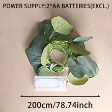 1pc Artificial Eucalyptus Rattan LED String Lights, Floral Wreath Fairy Lights, Suitable For Valentine's Day, Wedding, Mother's Day, Home, Party Indoor Decor Lighting - Warm Color - View 11