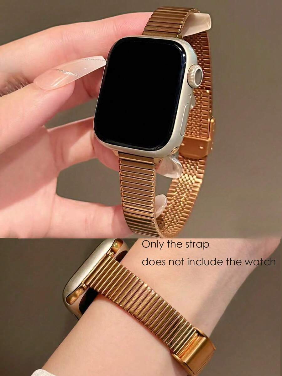 1条优雅玫瑰金不锈钢表带，兼容 38/40/41/42/44/45/46/49mm Series 1/2/3/4/5/6/7/8/9/10/11/SE/Ultra，适合商务、休闲、日常佩戴，女士礼物表带配件