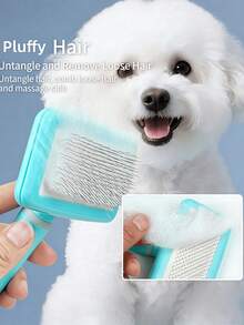 Bàn chải chải lông thú cưng, lược loại bỏ lông mèo và chó, dùng để loại bỏ lông rụng và gỡ rối. - Xem 1