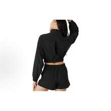 Alo Yoga Clubhouse Jacket - Premium Lightweight Performance Outerwear | Viral 2026 Women's Luxury Athleisure | Chic Cropped Full-Zip Track Jacket | Comfortable Daily Commuter & Sportswear | Authentic Designer Yoga Lifestyle Apparel - Black - View 3