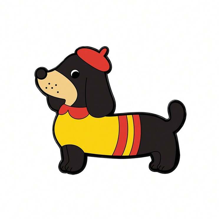 4枚可爱宠物卡通热狗金属胸针，男士服装装饰配饰，日常佩戴 - 彩色 - 查看 5