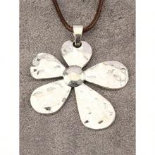 1pc Minimalist Silver Asymmetrical Sunflower Alloy Pendant Necklace, Adjustable Wax Cord Necklace, Fashionable Daily Wear For Young Women, Girlfriend - 銀色 - 查看 9