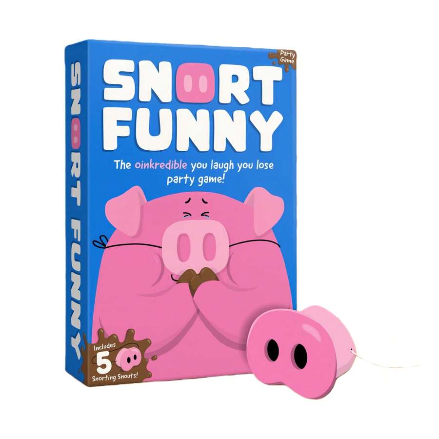 Snort Funny Party Game Must Have For Family Parties Friends Gatherings And Bachelor Or Bachelorette Nights Includes 150 Game Cards And 5 Pig Snouts - Hồng - Xem 1