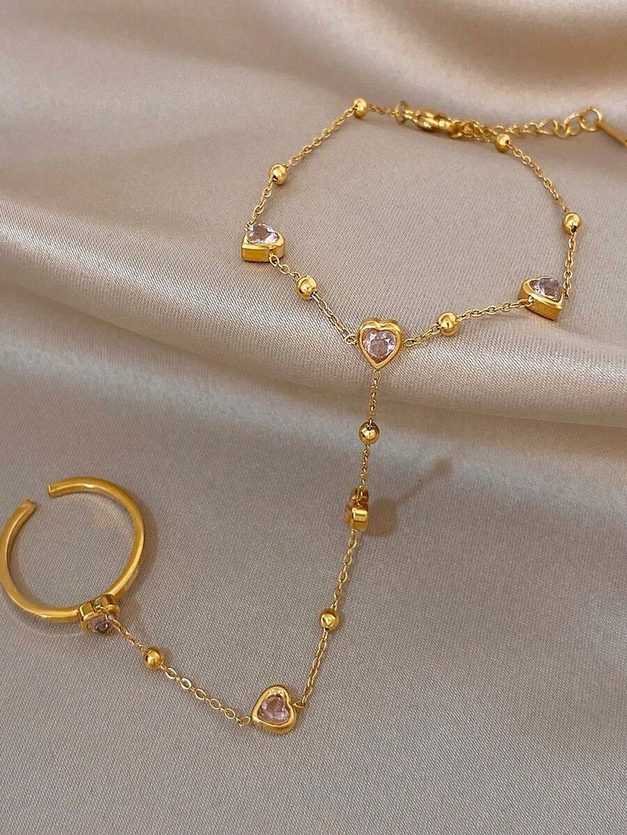 1 chiếc vòng tay mạ vàng 18K thanh lịch hình trái tim ngọt ngào đính đá Zirconia hồng, trang sức đeo tay bằng thép không gỉ dành cho nữ, thích hợp cho Lễ tình nhân, tiệc tùng, dạ hội, hàng ngày, hẹn hò, lễ hội Mardi Gras, năm mới, đám cưới, đi biển, Giáng sinh, kỷ niệm, quà tặng thanh lịch cho mẹ, trang sức phong cách Boho, quà sinh nhật cho phù dâu. - Nhiều màu - Xem 1