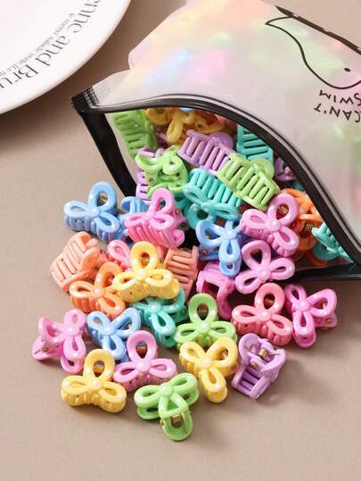 10/20/30个装彩色迷你蝴蝶结发夹，刘海/侧边夹，小号发爪夹，公主风发饰