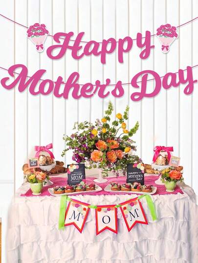 Anneler Günü Kutlu Olsun Afişi, Anneler Günü Süslemeleri, Parti Malzemeleri, Ev Dekorasyonu, Pembe Kağıt