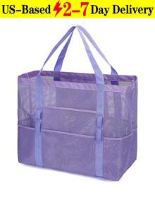 Large Capacity Waterproof Beach Bag, Portable Mesh Beach Bag, Lightweight Collapsible Beach Bag, Portable Travel Bag, Mesh Beach Bag Swim Tote Bag, Multifunctional Shoulder Shopping Bag Handheld Beach Mesh Hollow Out Bag Hollow Bag, Summer Beach Toy Storage Bag, Bath Swimming Large Capacity Storage Bags, Bathroom Bag & Shoulder Handbag For Travel Vacation Beach Cruise Essentials , Beach Bag, Holiday, Suitable For Bathroom Toy Storage,Swimming And Fitness,Family Travel, Vacation, Holiday, Beach, Camping &Hiking,Perfect For Summer, Vacation & Beach, Hottest Beach Bags[US Local Warehouse] - 彩色 - 查看 14