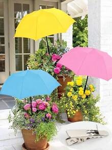 A Portable Sunshade Umbrella For Plants, Featuring An Adjustable-Height, Extendable Stake. It Protects Plants From Sunburn And Can Be Easily Anchored Into Surfaces Such As Sand Or Soil. - Multiple Styles - View 8