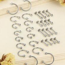 32 piezas Anillos para la nariz, Anillos para los labios, Anillos de herradura, Anillos en forma de C para la nariz, Joyas de piercing de acero inoxidable, Tachuelas básicas, Bolas, Espirales, Unisex 6mm 8mm 10mm 12mm - anillo en la nariz - Ver 5