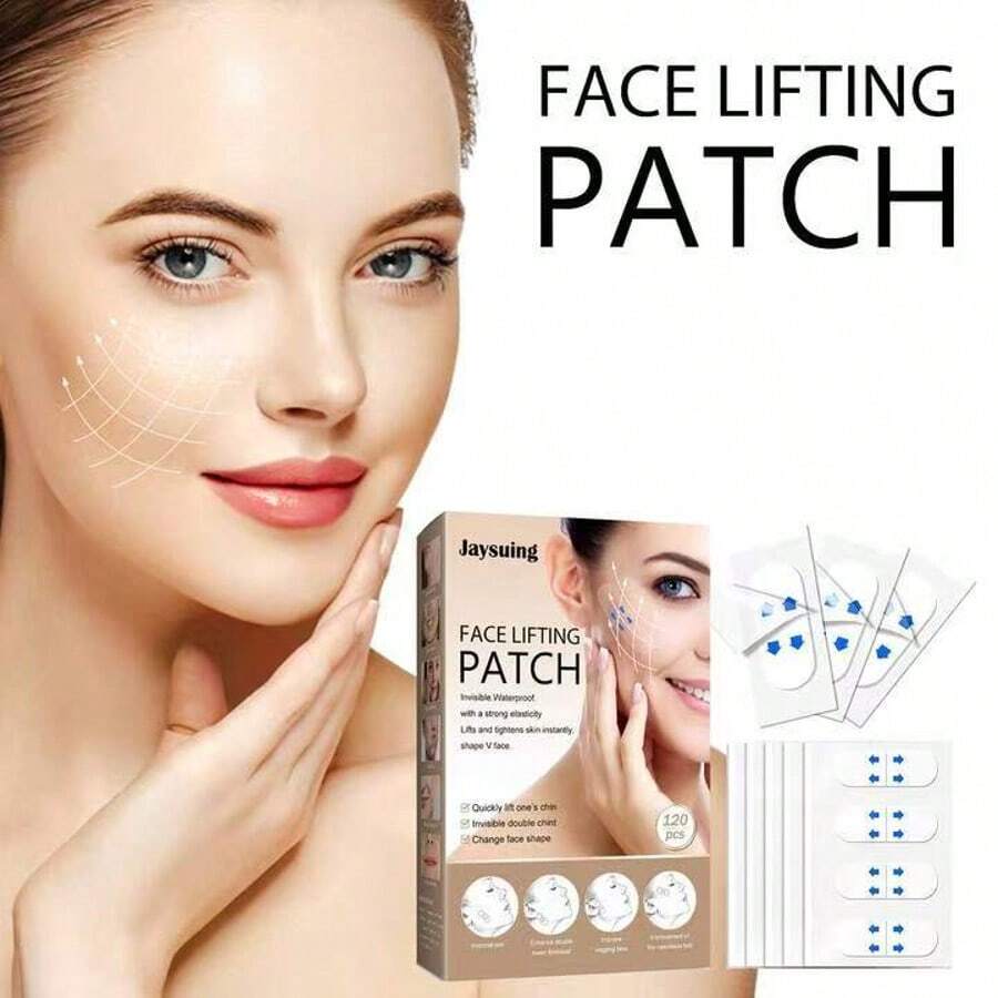 40pcs Invisible Face Lift Tapes, Waterproof Face Lifting Patches For V-Line Neck, Eye Bags & Double Chin, Wrinkle Smoothing Skin Tightening Tapes, Breathable & Waterproof - Multicolor - View 1