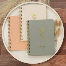 Aesthetic Spiral Notebook Set Of 3 For Women - Cute College Ruled 8x6 Journal/Notebook With Large Pockets And Lined Pages - Perfect Supplies To Stay Organized At Work Or School - màu xanh lá cây nhạt, hồng be - Xem 8