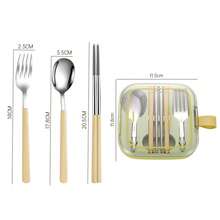 Conjunto de Talheres de Viagem com Caixa de Armazenamento, Conjunto de Utensílios Portátil, Talheres de Aço Inoxidável Destacáveis e Reutilizáveis para Trabalho, Camping - Multicolorido - Visão 7