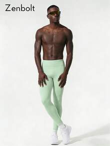 ZULIZ Zenbolt Men's Daily Fitness Outing Versatile High Waist Compression Sports Leggings - Mint Green - View 2