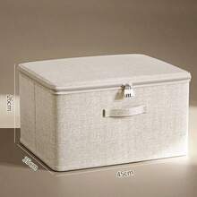 1 pieza Caja de almacenamiento plegable de lino, organizador con tapa de gran capacidad, plegable y apilable (sin cerradura) - Multicolor - Ver 11