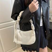 A Corduroy Ladies' Elegant Shoulder Bag Bow Embroidered Accessory - Adjustable Shoulder Strap - Zipper Closure - Polyester Lining - Single Shoulder - Handheld - Women's Cute And Compact Underarm Bag - Suitable For Various Occasions - Women's Shoulder Bag - màu đen - Xem 1