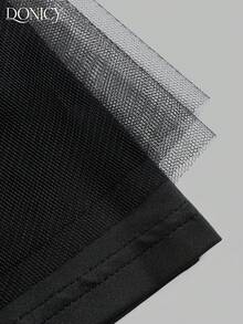 DONICY Elegant Black Off-The-Shoulder Tulle Maxi Dress, Romantic Sweetheart Neckline Fitted Bodice With Sheer Layered Skirt For Evening Parties & Weddings - Black - View 5